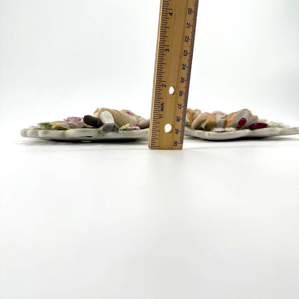 Vintage Victorian Cottagecore Shabby Chic Porcelain Floral Wall Decor Pair - Picture 8 of 8